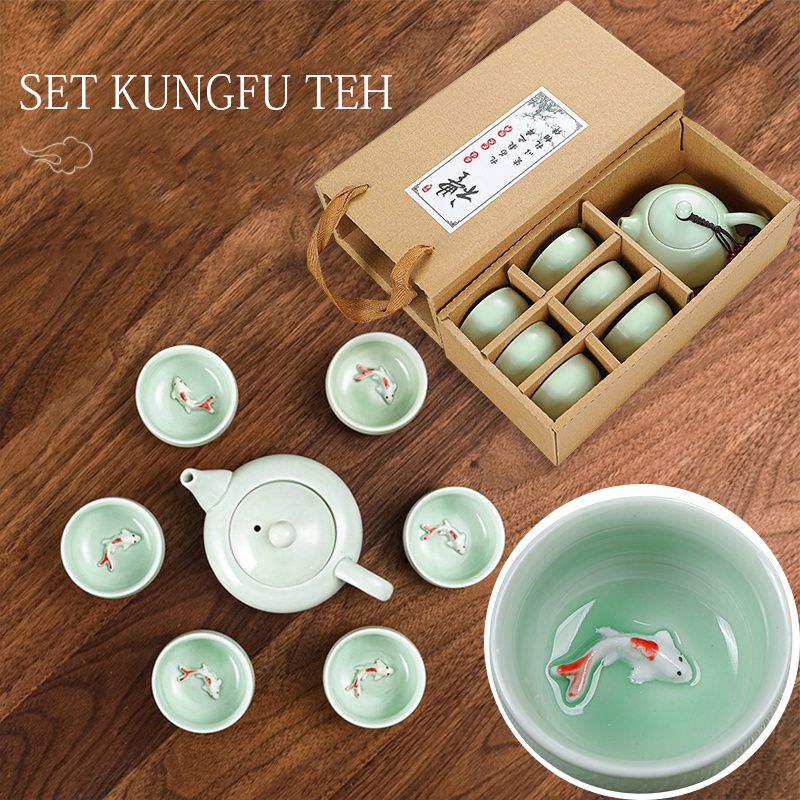 Set Teko Dan Gelas Plastik Cangkir Keramik Air Teko 4In1 Kaca Jaman Jadul Panas Tekoo Listrik Memasa