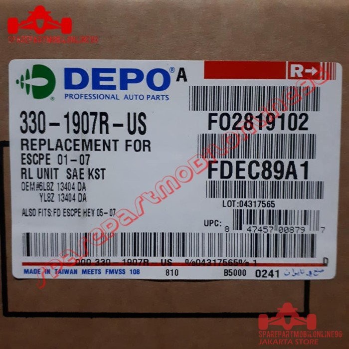 Cod - Stop Lamp Lampu Belakang Ford Escape Depo Kode 020
