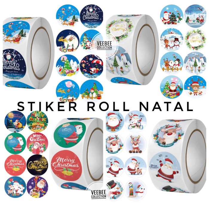 

Buruan serbu] Stiker Roll Natal 2,5cm/ Stiker hampers motif Natal/ stiker natal