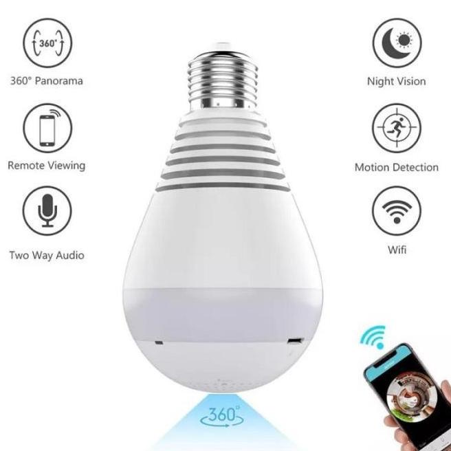 CCTV Wifi Panoramic 360 derajat 1080P Lampu IP Kamera CCTV 3D VR V13B