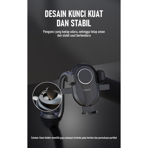 Baru Robot Rt-Ch17 Alumunium Neck Dashboard Car Holder Phone Hp Mobil Ori Hemat