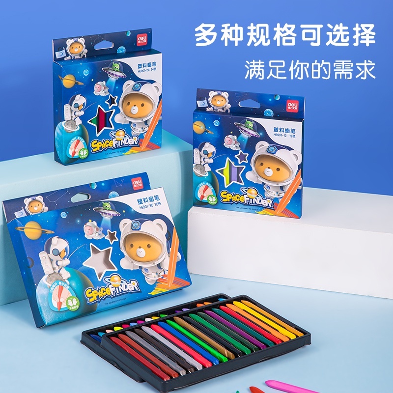 

Dodory Deli007 Plastic Crayon Krayon Plastik 12 24 36 Tidak Mengot Tangan Ergonos Tidak