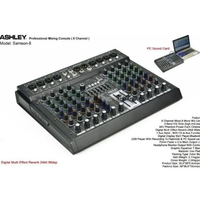 Mixer ASHLEY SAMSON 8 / SAMSON8 / SAMSON-8 8 CHANNEL ORIGINAL ASHLEY