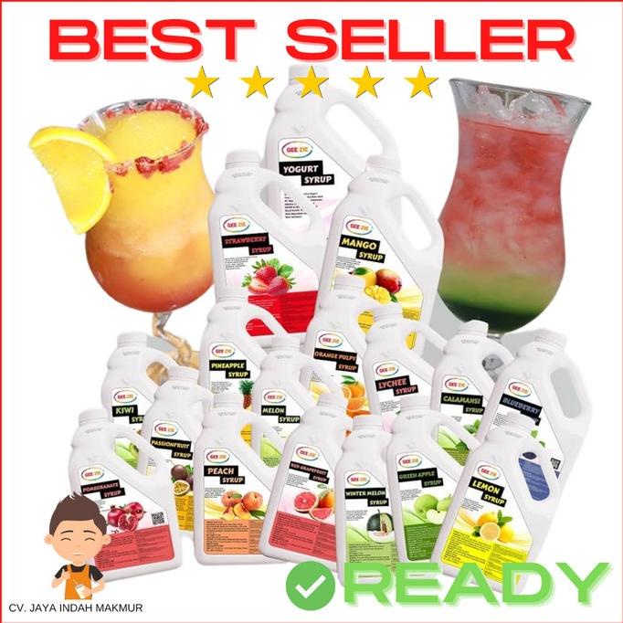 

populer] Concentrate & Juice Syrup Gee Zie Mango Leci Strawberry Lemon 2.5kg