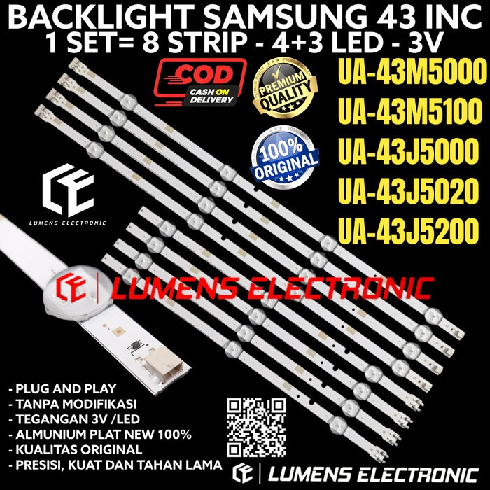 [Ori] Backlight Tv Led Samsung 43 In Ua43M5000 Ua43M5100 Ua43J5000 Lampu Bl Terbaru