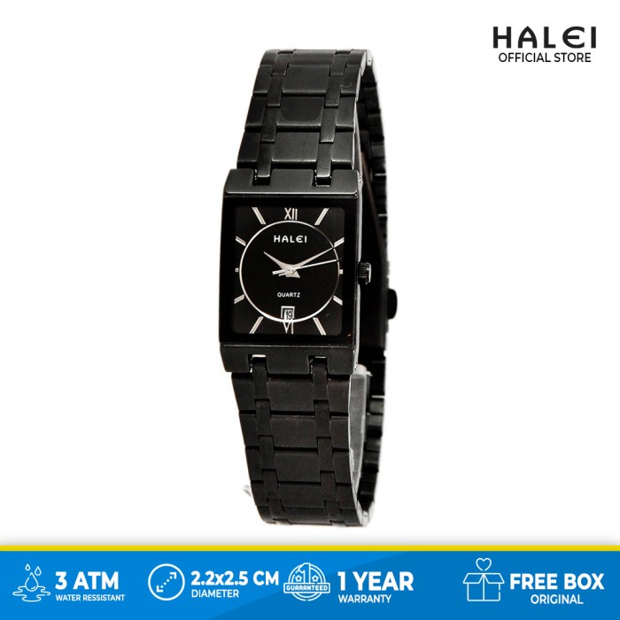 ✅Ori Jam Tangan Wanita Halei Original Kotak 564L Full Black Tanggal Aktif Limited