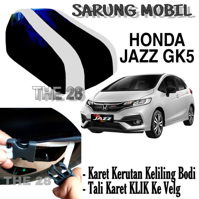 ✅Ready Sarung Mobil Jazz Gk5 Strip Silver Body Cover Penutup Jazz Gk5 Premium Terbaru