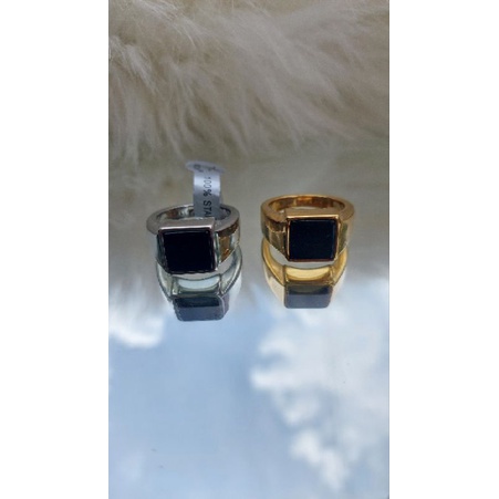 Cincin pria rich ring super titanium gold black onik