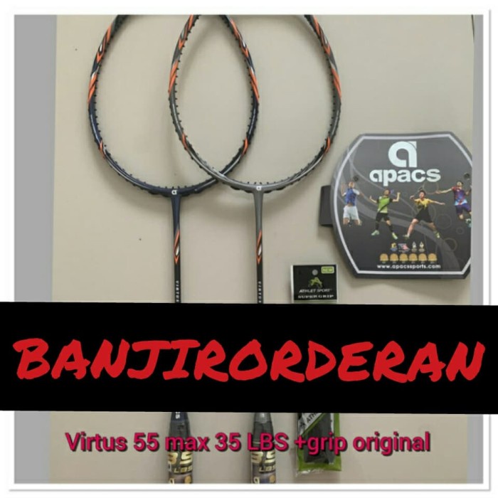 [New Ori] Raket Badminton Apacs New Virtus 55 Free Grip Kuat Tarik 35Lbs Ori Berkualitas