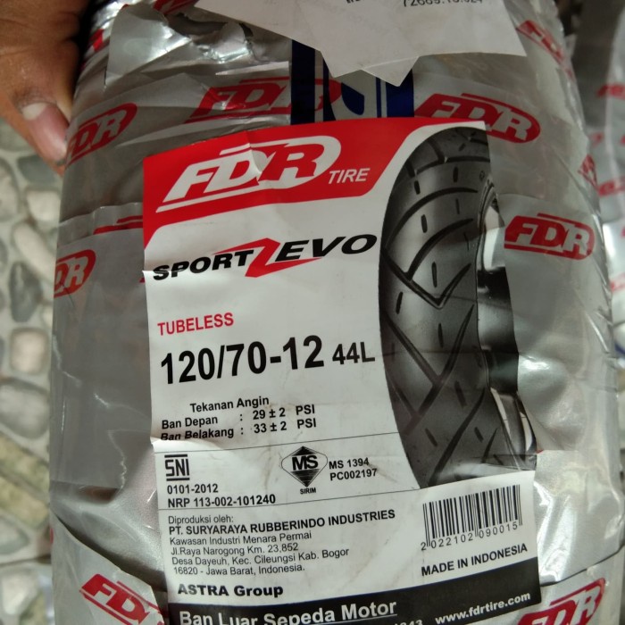FDR 120/70-12 SPORT ZEVO BAN VESPA SPRINT MATIC DEPAN / BLK ORIGINAL BEST QUALITY