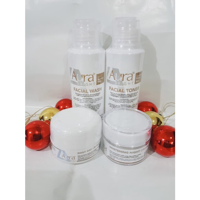 [Original] Aura Bright Paket 4In1 Cream SiangMalamTonerFacial - Paket Aura Berkualitas