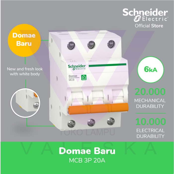 Schneider MCB Domae 3P 20A 3 Phase 20 Ampere