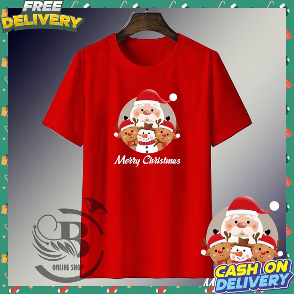 Tshirt Ukuran M L Xl Xxl Sragam Natal Casual Seragam Natalan Merah Hijau Kado Na Baju Kaos Bunda Mar
