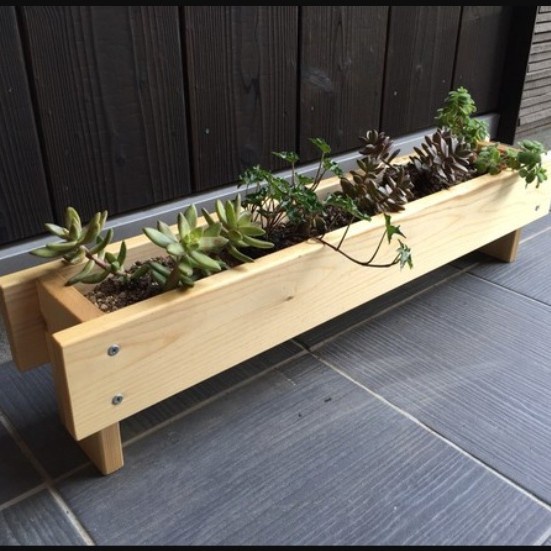 Pot Tanaman Panjang Kayu Jati Belanda Planter Box Pot Sukulen Kaktus