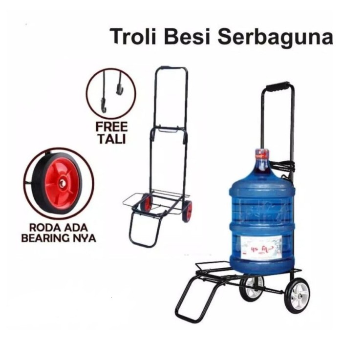 Promo Dorongan Troli Lipat Bawa Aqua Galon Dan Gas Trolley Barang Serbaguna Terbaru