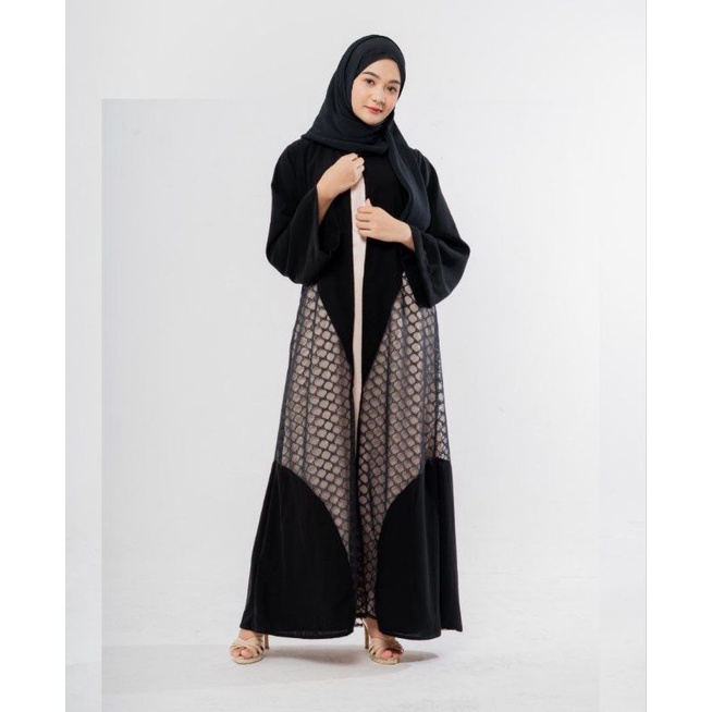 Cleopatra new abaya motif elegant bahan kain saudi/jetblack
