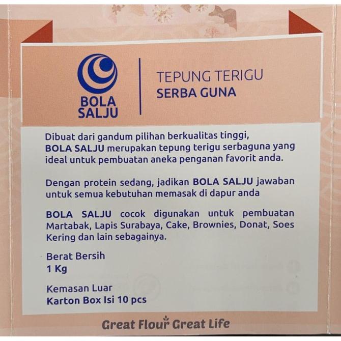 

Tepung Terigu Bola Salju 10x1kg - Protein Sedang Ready Stok zp 1033