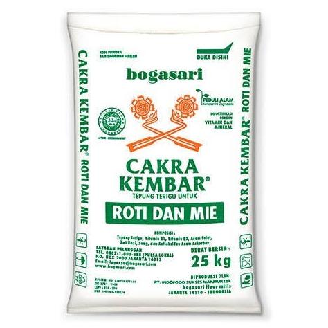 

terigu cakra kembar 25 kg / tepung bogasari cakra kembar 25kg / gojek Ready Stok zp 1084
