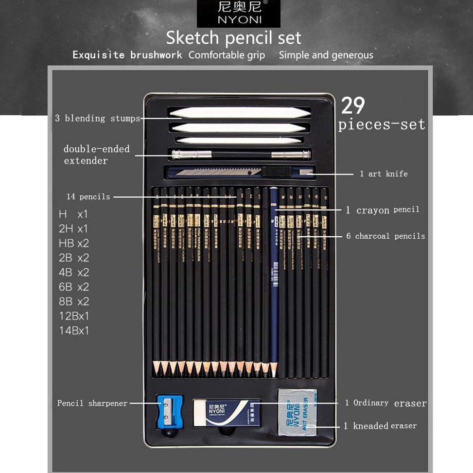 

SALE NYONI Sketch Drawing Pencil Set 29 / Pensil Lukis Sketsa Set Lengkap ORIGINAL