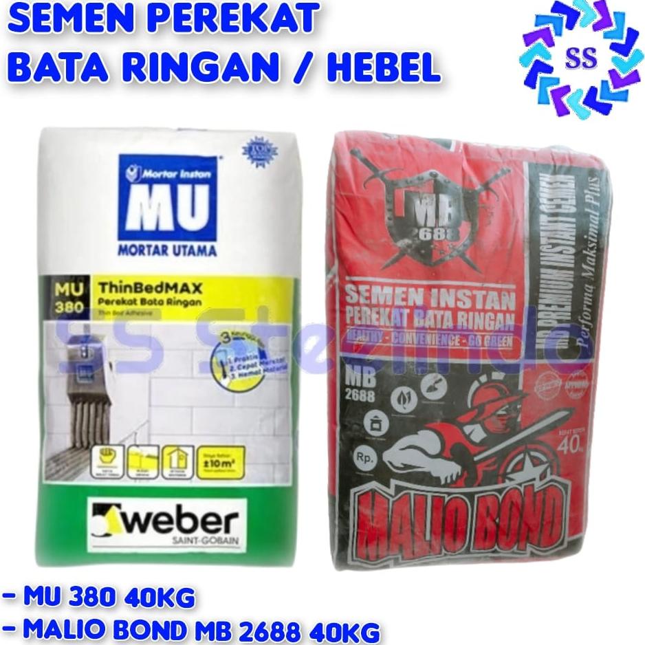 Berkualitas SEMEN INSTAN PASANG-PEREKAT BATA RINGAN-HEBEL (MU380 DAN THINBED) 40KG ,,