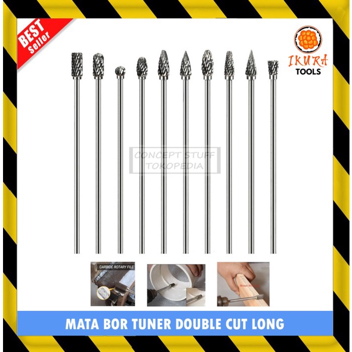 ✅New Ori Kepala Mata Bor Alat Tuner Cuner Porting Rotary File Set Die Panjang Bisa Gojek