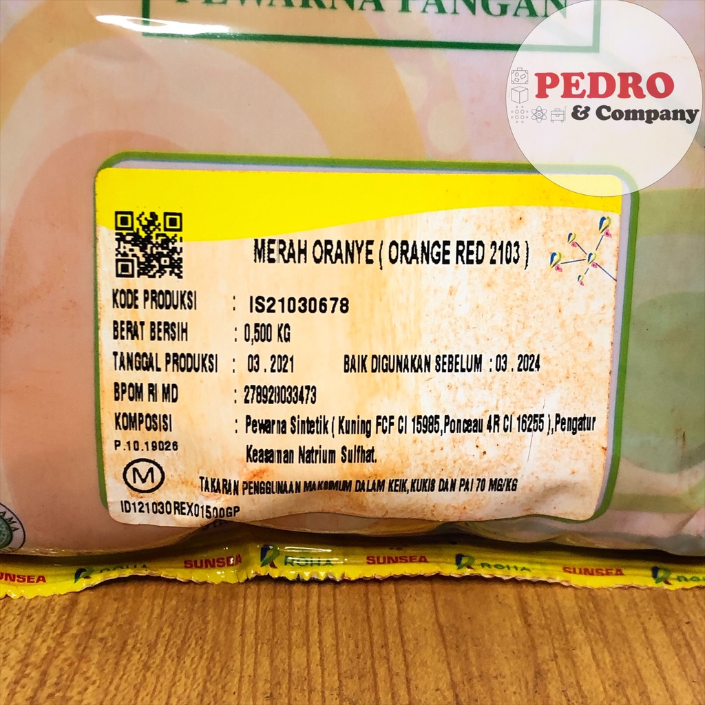 

Sunsea Brand Pewarna Makanan (Red Orange 2103) Merah Oranye 500 Gr