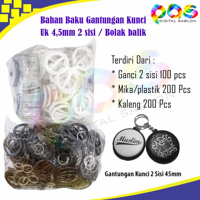 Bahan Baku Pin Gantungan Kunci 2 Sisi 45 MM