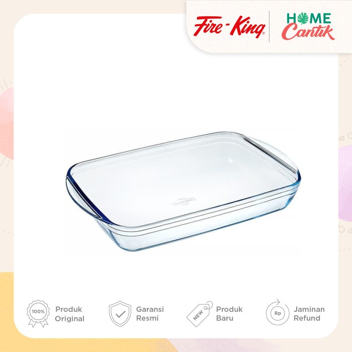 

✅Termurah Loyang Kaca Persegi Rectanguler Fire King 22Cm X 33 Cm Terbaru