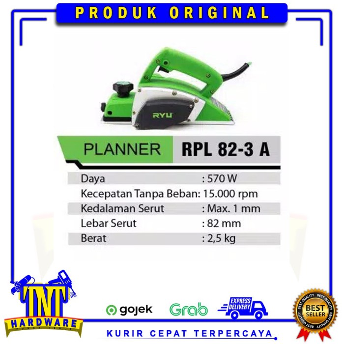 RYU MESIN SERUT KAYU / MESIN PASAH KAYU / RYU PLANER RPL 82-3A -Lulas G
