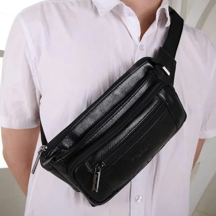 ✨Ready Tas Selempang Tas Pinggang Kulit Tas Pria Selempang Kulit Bisa Gojek