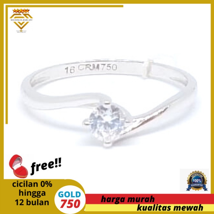 ✨Termurah Cincin Emas Putih Asli 750-Model Simpel 09 Diskon