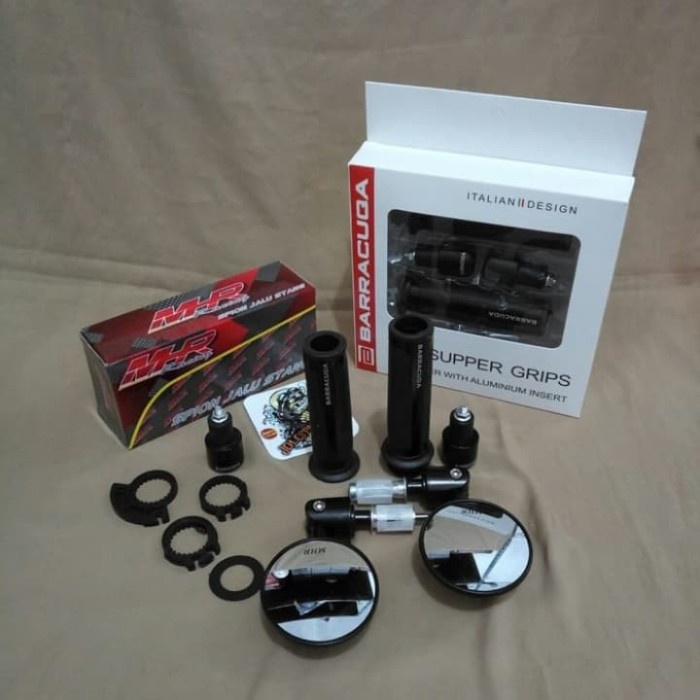 ✨Original Paket Handgrip Plus Spion Bulat Bar End Jalu Stang Universal Berkualitas