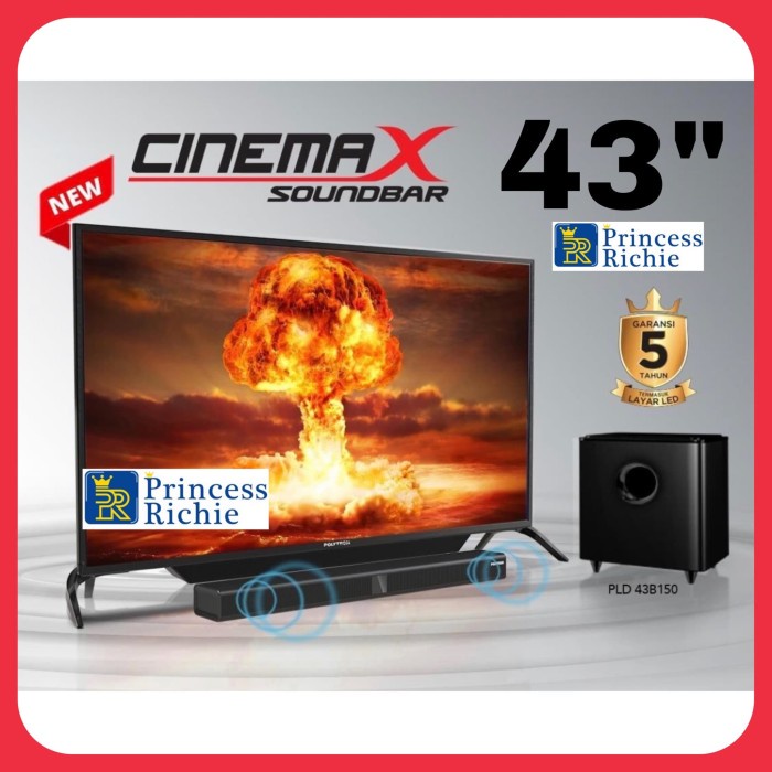 ✨Ori Led Tv Polytron 43 Inch Cinemax Sound Bar Full Hd Diskon