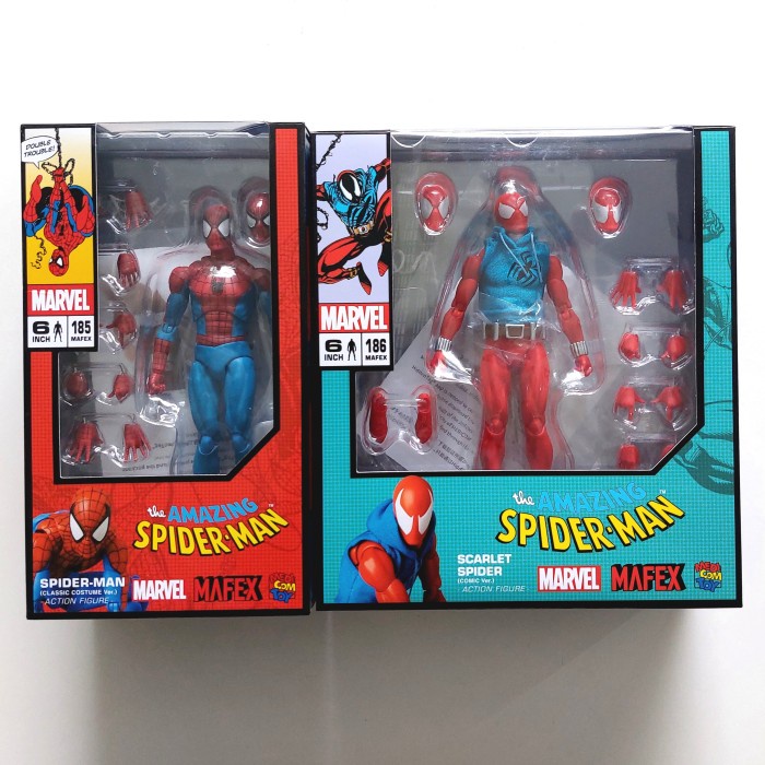 ✨New Ori Medicom Mafex 185  186 Classic Spiderman  Scarlet Spider Comic Set Limited