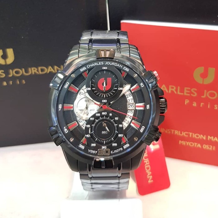 ✅Termurah Jam Tangan Pria Charles Jourdan Cj1075-1732C Black Original Bergaransi Berkualitas