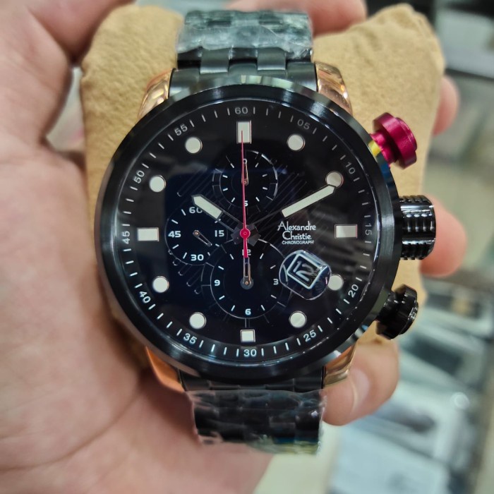 ✅Sale Jam Tangan Alexander Christie Ac6163Mc/Full Black/ Rosegold Original Diskon