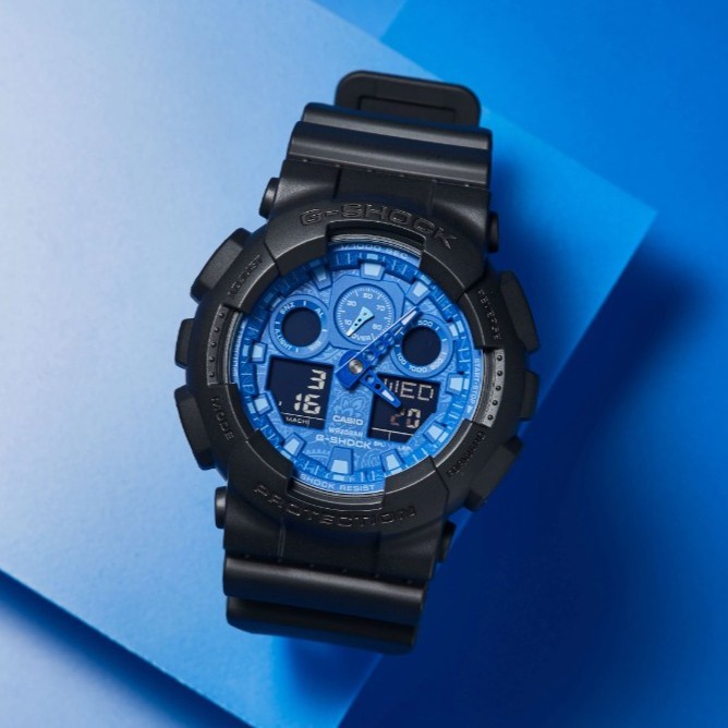✅Ori Jam Tangan Pria Casio G-Shock Ga-100Bp-1A Dial Blue Terbaru Original Bisa Gojek