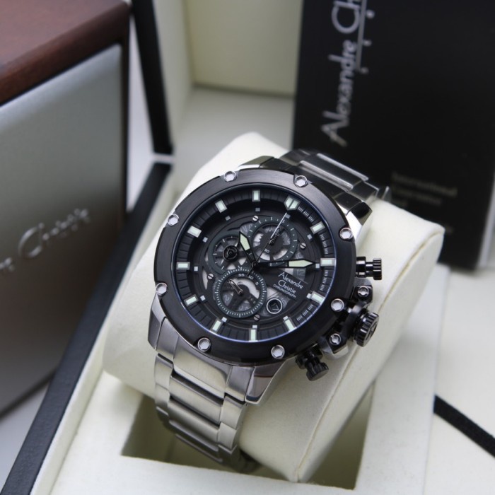 ✅Original Jam Tangan Pria Alexandre Christie Ac 6564 Original - Silver Black Terbaru