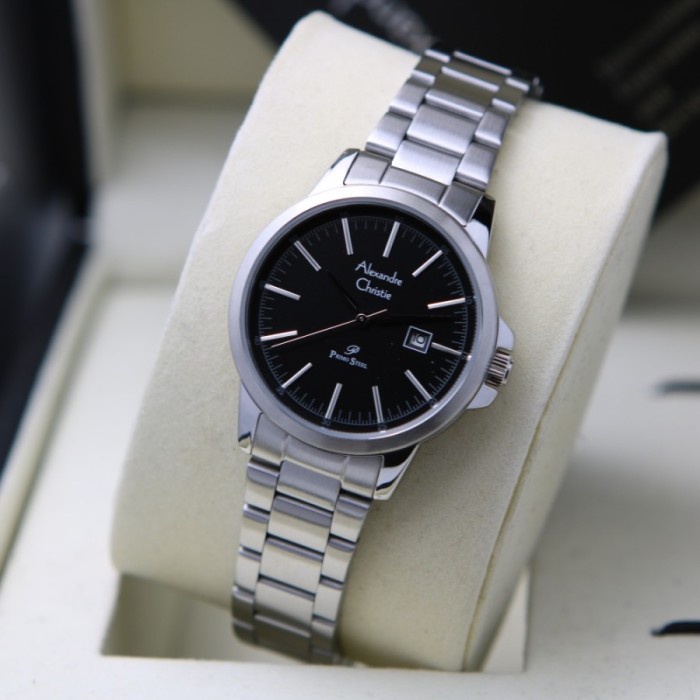 ✅New Ori Jam Tangan Wanita Alexandre Cristie Ac 1008 Original Silver Hitam Terbaru