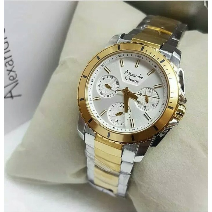 ✅New Jam Tangan Wanita Alexander Christie Ac 6455 Cewek Silver Gold Berkualitas