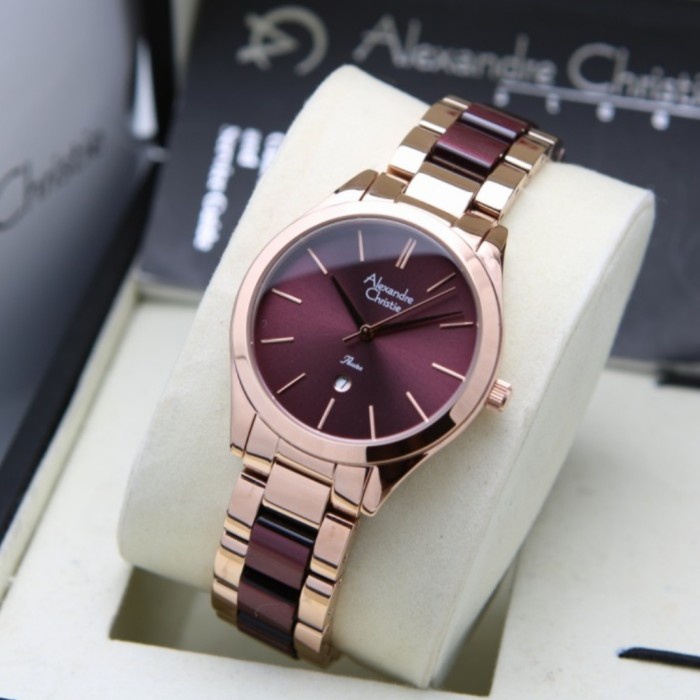 ✅New Alexandre Christie Ac 2919 Rosegold Maroon Ac2919 Wanita Original Berkualitas