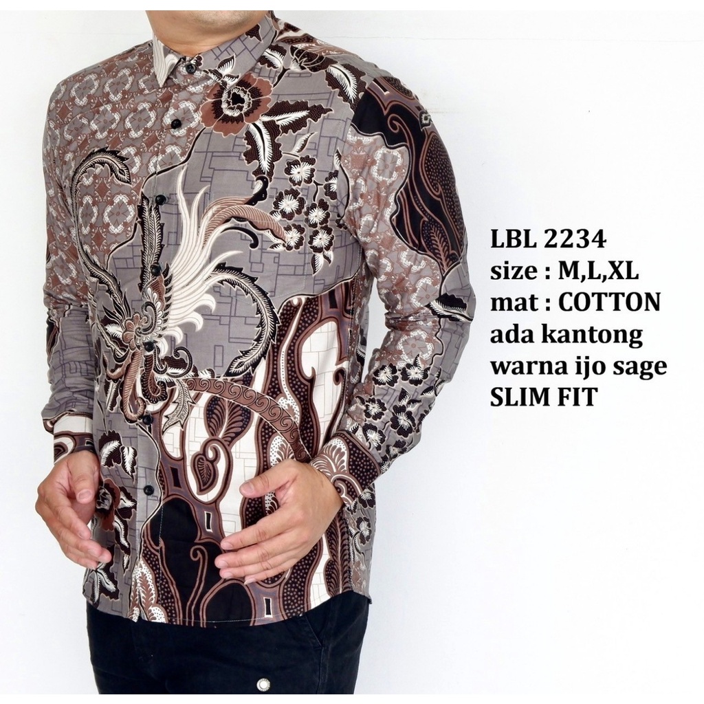 Baju Batik Pria Slimfit Kemeja Lengan Panjang Hem Slim Fit LBL 2234