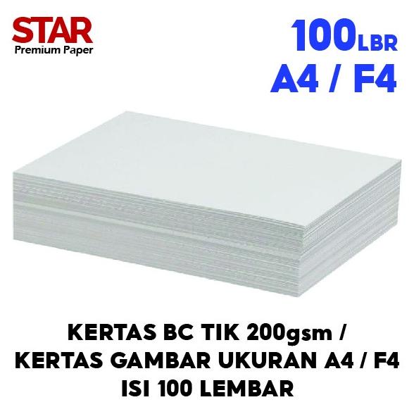 

Best - 100 LEMBAR Kertas BC Tik 200gr (Kertas Gambar) ukuran A4/F4 | isi 100 lbr ~