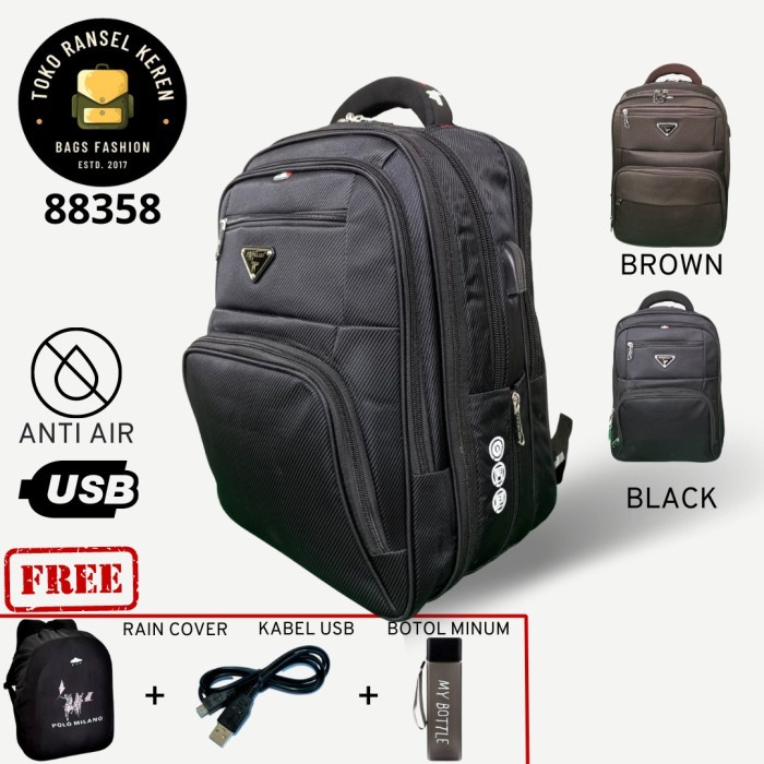 Tas Ransel Laptop Pria Expandable 40L Polo Milano 88358 Original