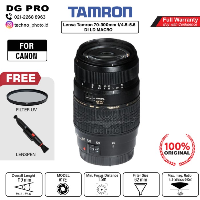 LENSA CANON 70-300mm F 4-5-5.6 DI LD Macro MERK TAMRON