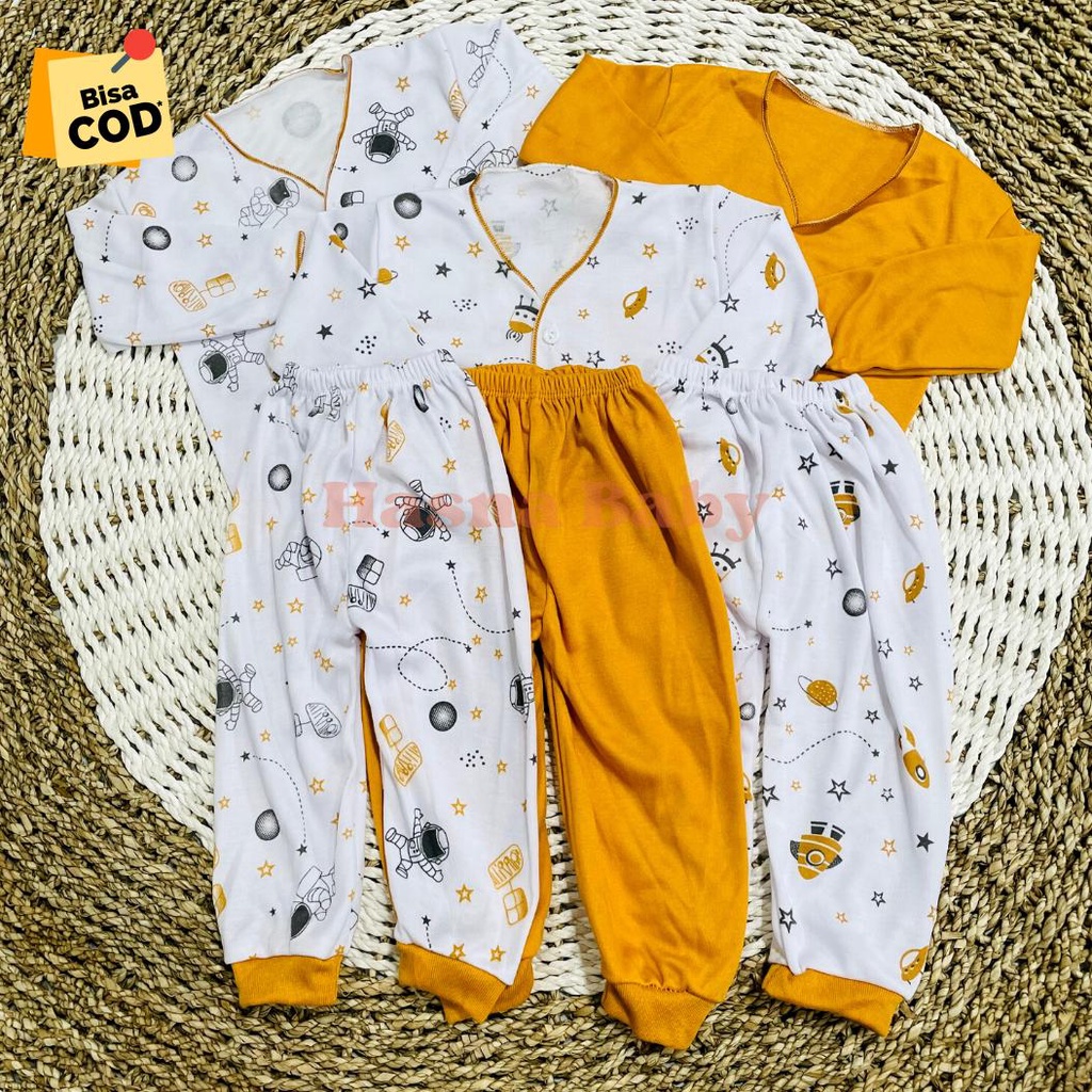 Paket 6Pcs, Setelan Baju Bayi Baru Lahir Lengan Dan Celana Panjang Baby Newborn Gift Set Motif Roket