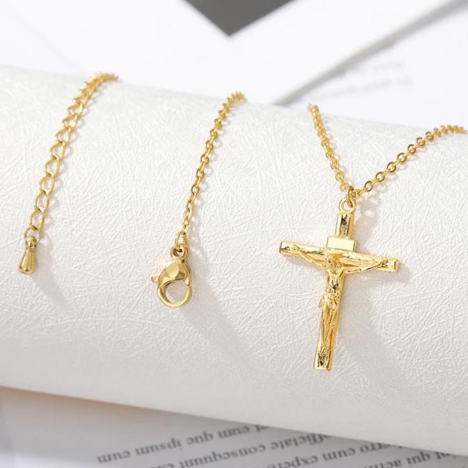 Kalung Salib Yesus | Katolik | Titanium | Pria Wanita