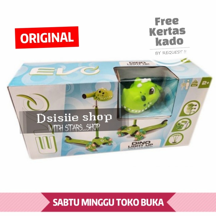 ✨Ori Scooter Evo Dino Light Up Original - Skuter Anak Karakter Dino Berkualitas