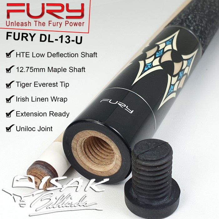 Fury Dl-13 Maple Pool Cue - 13 Mm - Billiard Stick Stik Biliar Bilyar