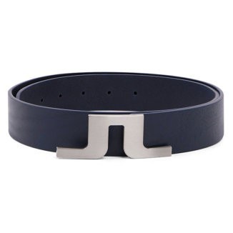 ✨New Ori Sabuk Golf Golf Belt Jl. J.Lindeberg Silver Logo Navy Leather Bisa Sameday